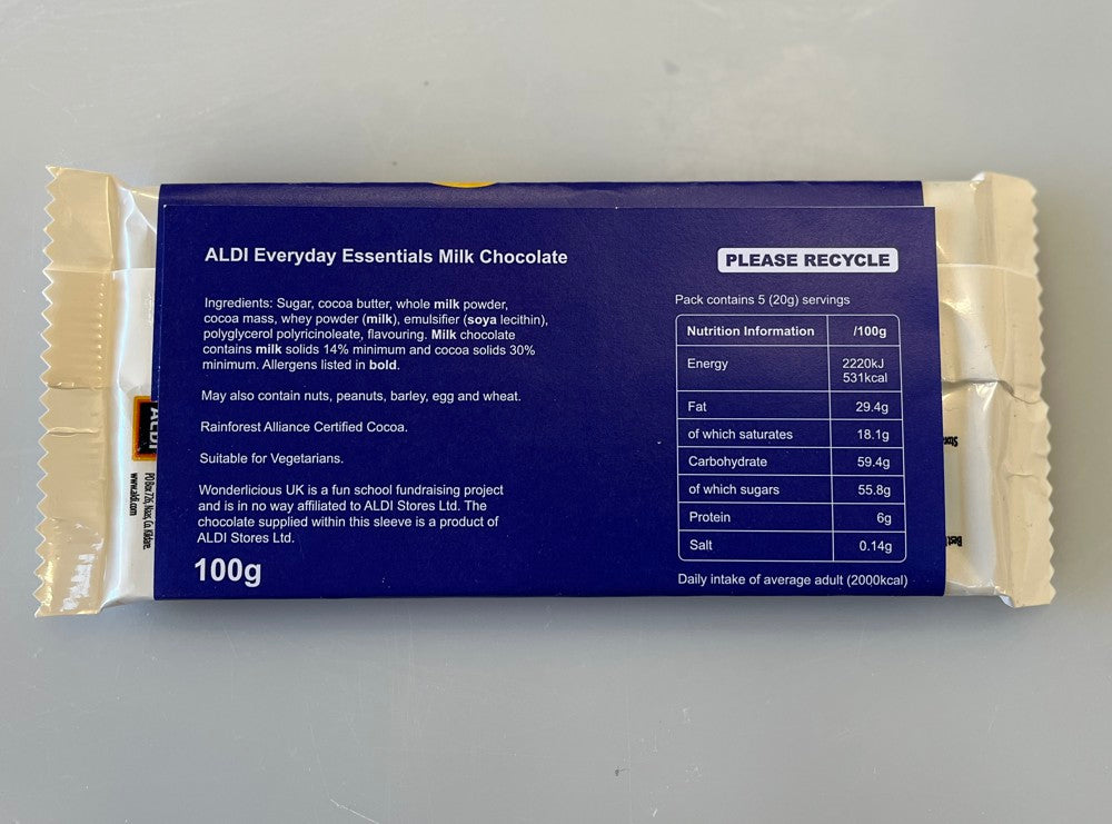 Aldi's Everyday Essential Bar 100g Wrapper